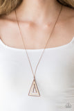 TRI Harder - Copper Necklace - Paparazzi Accessories Necklace Bedazzle Me Pretty Mobile Fashion Boutique