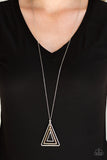 TRI Harder - Silver Necklace - Paparazzi Accessories Necklace Bedazzle Me Pretty Mobile Fashion Boutique