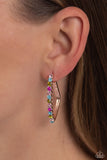 Triangular Tapestry - Rose Gold Earrings - Paparazzi Accessories Earrings Bedazzle Me Pretty Mobile Fashion Boutique