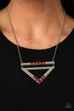 Triangulated Twinkle - Red Necklace - Paparazzi Accessories Necklace Bedazzle Me Pretty Mobile Fashion Boutique