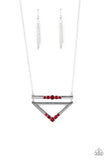 Triangulated Twinkle - Red Necklace - Paparazzi Accessories Necklace Bedazzle Me Pretty Mobile Fashion Boutique