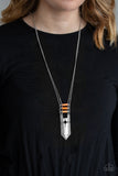 Triassic Era - Orange Necklace - Paparazzi Accessories Necklace Bedazzle Me Pretty Mobile Fashion Boutique