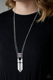 Triassic Era - Silver Necklace - Paparazzi Accessories Necklace Bedazzle Me Pretty Mobile Fashion Boutique