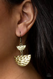 Triassic Triangles - Brass Earrings - Paparazzi Accessories Earrings Bedazzle Me Pretty Mobile Fashion Boutique