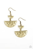 Triassic Triangles - Brass Earrings - Paparazzi Accessories Earrings Bedazzle Me Pretty Mobile Fashion Boutique