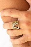 Triathlon - Brass Ring - Paparazzi Accessories Ring Bedazzle Me Pretty Mobile Fashion Boutique