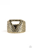 Triathlon - Brass Ring - Paparazzi Accessories Ring Bedazzle Me Pretty Mobile Fashion Boutique