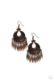 Tribal Charm - Copper Earrings - Paparazzi Accessories Earrings Bedazzle Me Pretty Mobile Fashion Boutique