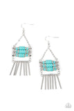 Tribal Tapestry - Blue Earrings - Paparazzi Accessories Earrings Bedazzle Me Pretty Mobile Fashion Boutique