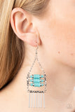 Tribal Tapestry - Blue Earrings - Paparazzi Accessories Earrings Bedazzle Me Pretty Mobile Fashion Boutique