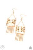 Tribal Tapestry - Gold Earrings - Paparazzi Accessories Earrings Bedazzle Me Pretty Mobile Fashion Boutique