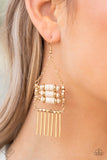 Tribal Tapestry - Gold Earrings - Paparazzi Accessories Earrings Bedazzle Me Pretty Mobile Fashion Boutique
