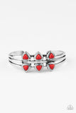Tribal Triad - Red Bracelet - Paparazzi Accessories Bracelet Bedazzle Me Pretty Mobile Fashion Boutique
