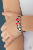Tribal Triad - Red Bracelet - Paparazzi Accessories Bracelet Bedazzle Me Pretty Mobile Fashion Boutique