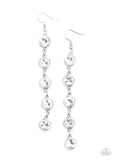Trickle Down Twinkle - White Earrings - Paparazzi Accessories Earrings Bedazzle Me Pretty Mobile Fashion Boutique