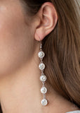 Trickle Down Twinkle - White Earrings - Paparazzi Accessories Earrings Bedazzle Me Pretty Mobile Fashion Boutique
