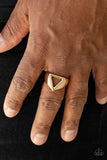 Trident - Gold MEN'S Ring - Paparazzi Accessories Ring Bedazzle Me Pretty Mobile Fashion Boutique