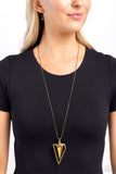 Trifecta Tyrant - Brass Necklace - Paparazzi Accessories Necklace Bedazzle Me Pretty Mobile Fashion Boutique