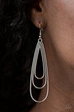 Triple Ripple - Silver Earrings - Paparazzi Accessories Earrings Bedazzle Me Pretty Mobile Fashion Boutique