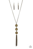 Triple Shimmer - Brass Necklace - Paparazzi Accessories Necklace Bedazzle Me Pretty Mobile Fashion Boutique