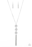 Triple Shimmer - White Necklace - Paparazzi Accessories Necklace Bedazzle Me Pretty Mobile Fashion Boutique