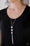 Triple Shimmer - White Necklace - Paparazzi Accessories Necklace Bedazzle Me Pretty Mobile Fashion Boutique