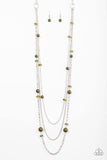 Triple Tango - Green Necklace - Paparazzi Accessories Necklace Bedazzle Me Pretty Mobile Fashion Boutique