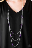Triple Tango - Purple Necklace - Paparazzi Accessories Necklace Bedazzle Me Pretty Mobile Fashion Boutique