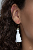 Triple The Tassel - White Necklace - Paparazzi Accessories Necklace Bedazzle Me Pretty Mobile Fashion Boutique