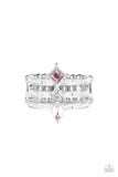 Triple Throne Twinkle - Pink Ring - Paparazzi Accessories Ring Bedazzle Me Pretty Mobile Fashion Boutique