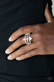 Triple Throne Twinkle - Pink Ring - Paparazzi Accessories Ring Bedazzle Me Pretty Mobile Fashion Boutique