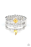 Triple Throne Twinkle - Yellow Ring - Paparazzi Accessories Ring Bedazzle Me Pretty Mobile Fashion Boutique