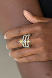 Triple Throne Twinkle - Yellow Ring - Paparazzi Accessories Ring Bedazzle Me Pretty Mobile Fashion Boutique