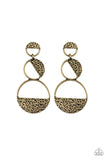 Triple Trifecta - Brass Earrings - Paparazzi Accessories Earrings Bedazzle Me Pretty Mobile Fashion Boutique