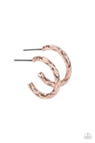 Triumphantly Textured - Rose Gold Earrings - Paparazzi Accessories Earrings Bedazzle Me Pretty Mobile Fashion Boutique