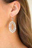 Trophy Shimmer - White Earrings - Paparazzi Accessories Earrings Bedazzle Me Pretty Mobile Fashion Boutique