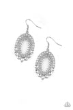 Trophy Shimmer - White Earrings - Paparazzi Accessories Earrings Bedazzle Me Pretty Mobile Fashion Boutique