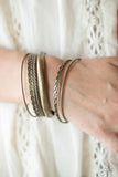 Trophy Texture - Brass Bracelet - Paparazzi Accessories Bracelet Bedazzle Me Pretty Mobile Fashion Boutique