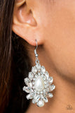 Trophy Trove - White Earrings - Paparazzi Accessories Earrings Bedazzle Me Pretty Mobile Fashion Boutique