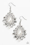 Trophy Trove - White Earrings - Paparazzi Accessories Earrings Bedazzle Me Pretty Mobile Fashion Boutique
