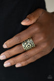 Tropical Bloom - Brass Ring - Paparazzi Accessories Ring Bedazzle Me Pretty Mobile Fashion Boutique