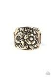 Tropical Bloom - Brass Ring - Paparazzi Accessories Ring Bedazzle Me Pretty Mobile Fashion Boutique