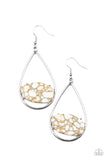 Tropical Terrazzo - White Earrings - Paparazzi Accessories Earrings Bedazzle Me Pretty Mobile Fashion Boutique