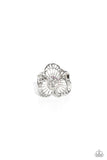 Tropical Trillium - White Ring - Paparazzi Accessories Ring Bedazzle Me Pretty Mobile Fashion Boutique