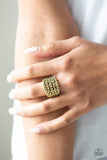 Truly Treasured - Brass Ring - Paparazzi Accessories Ring Bedazzle Me Pretty Mobile Fashion Boutique