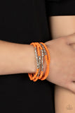 Tulum Trek - Orange Bracelet - Paparazzi Accessories Bracelet Bedazzle Me Pretty Mobile Fashion Boutique