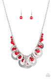 Turn It Up - Red Necklace - Paparazzi Accessories Necklace Bedazzle Me Pretty Mobile Fashion Boutique