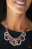 Turn It Up - Red Necklace - Paparazzi Accessories Necklace Bedazzle Me Pretty Mobile Fashion Boutique