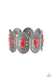 Turn Up The TROPICAL Heat - Red Bracelet - Paparazzi Accessories Bracelet Bedazzle Me Pretty Mobile Fashion Boutique