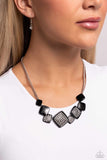 Twinkling Tables - Black Necklace - Paparazzi Accessories Necklace Bedazzle Me Pretty Mobile Fashion Boutique